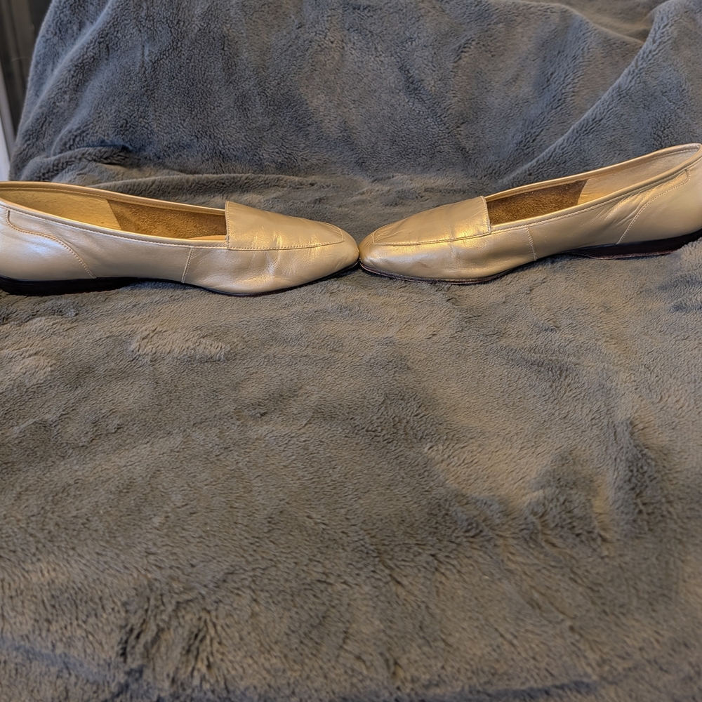 VTG Enzo Angiolini Gold Metallic Liberty Leather Flat Loafers Minimalist 90s - Picture 6 of 12